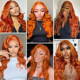 Ginger Orange Body Wave 13x6 Transparent Lace Front Wig