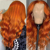 Ginger Orange Body Wave 13x6 Transparent Lace Front Wig