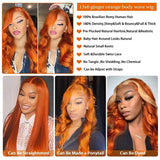 Ginger Orange Body Wave 13x6 Transparent Lace Front Wig