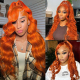 Ginger Orange Body Wave 13x6 Transparent Lace Front Wig