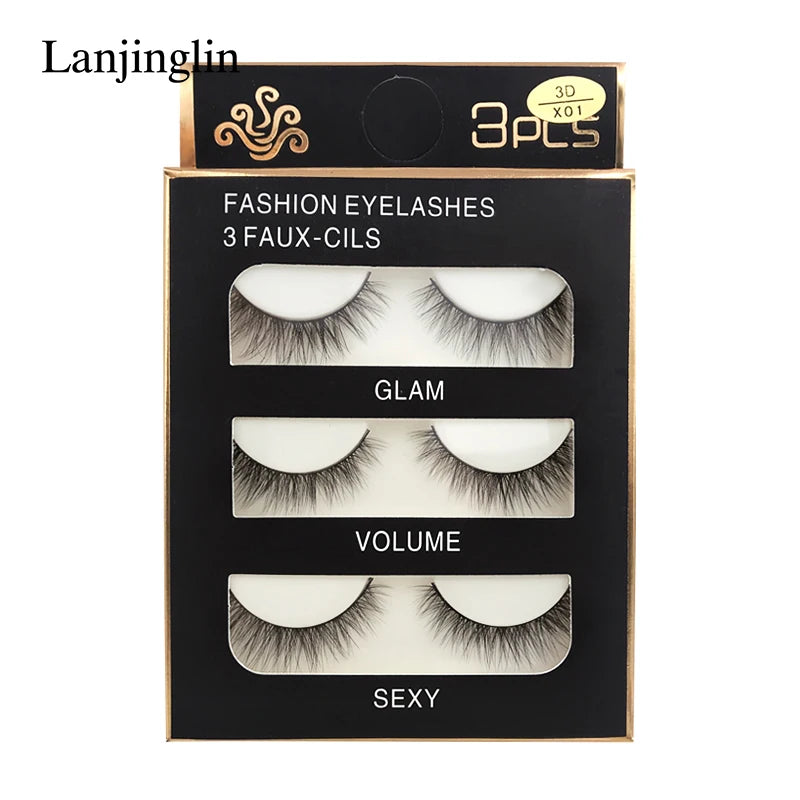 Soft 3D Mink Lashes Natural Fake Eyelashes Kit