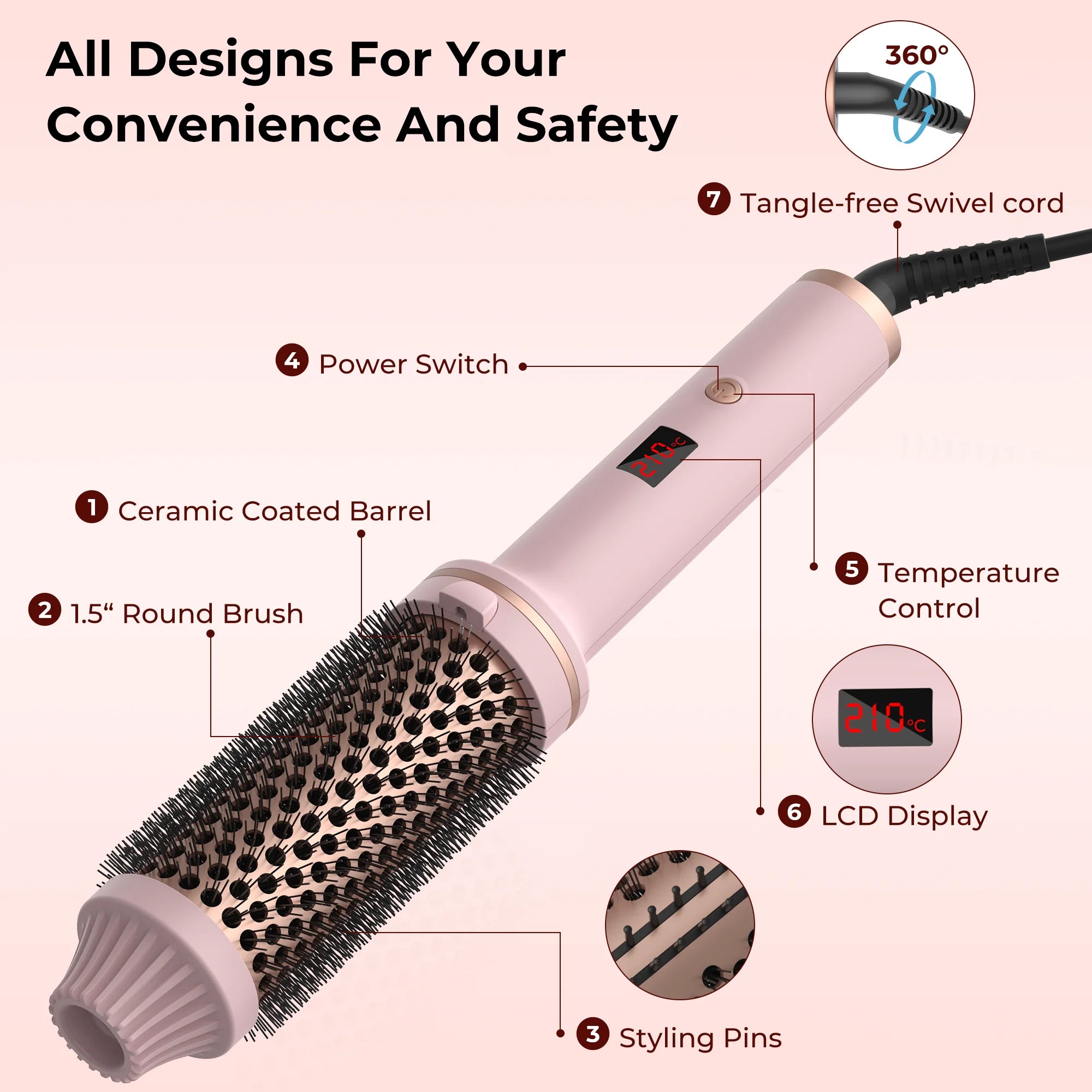 1.5 Inch Hair Curling Iron Brush