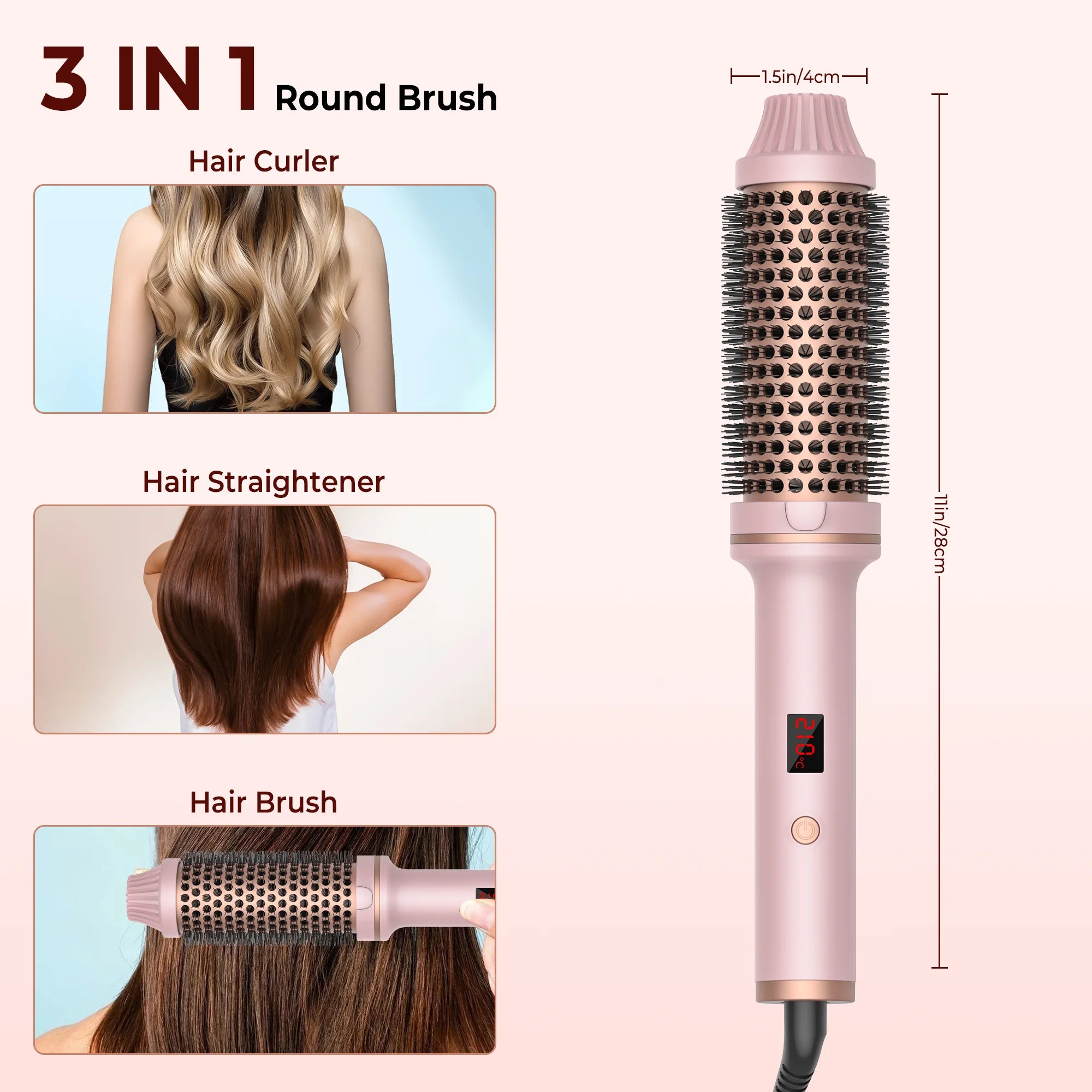 1.5 Inch Hair Curling Iron Brush