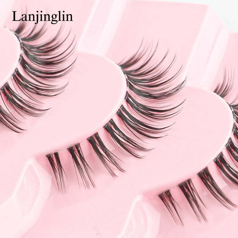 Natural False Eyelashes 3D Mink Clear Band