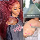 Burgundy 99J Deep Wave HD Lace Frontal Human Hair Wig