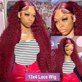 Burgundy 99J Deep Wave HD Lace Frontal Human Hair Wig