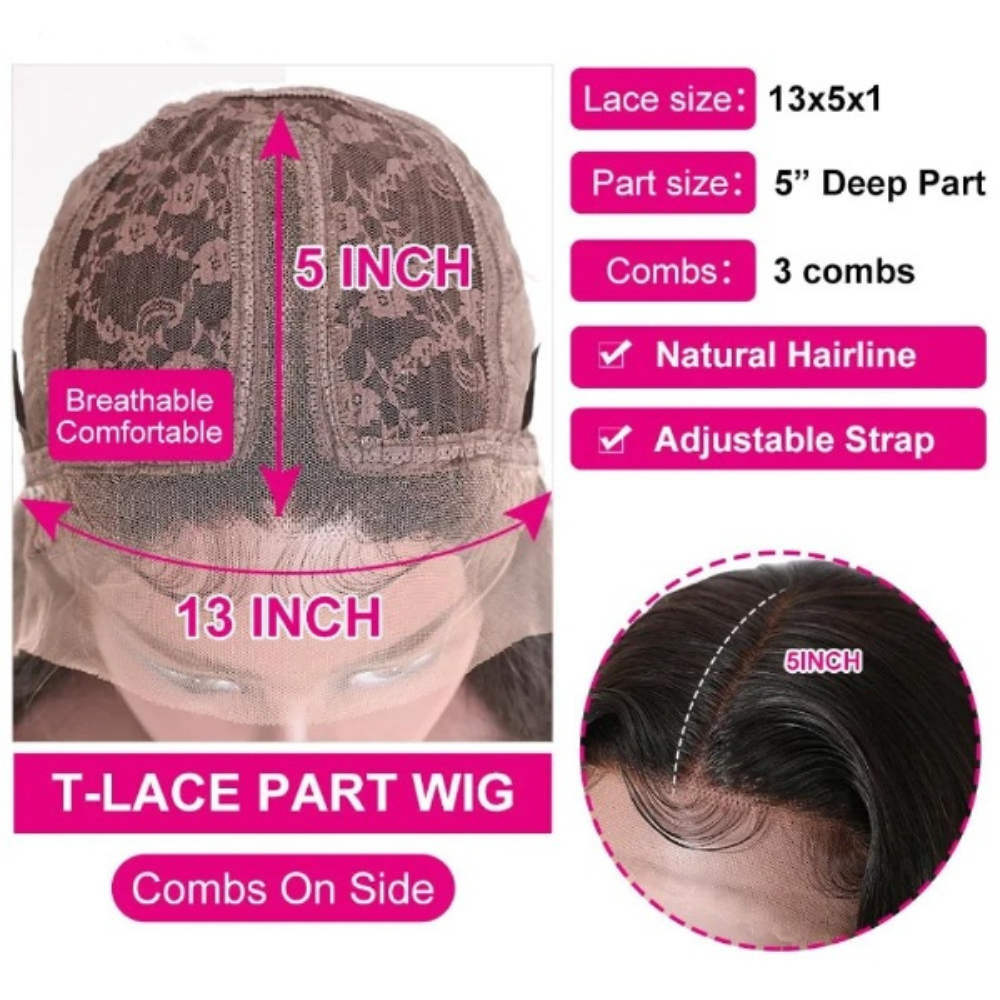 Body Wave Middle T-Part Lace Front Wig