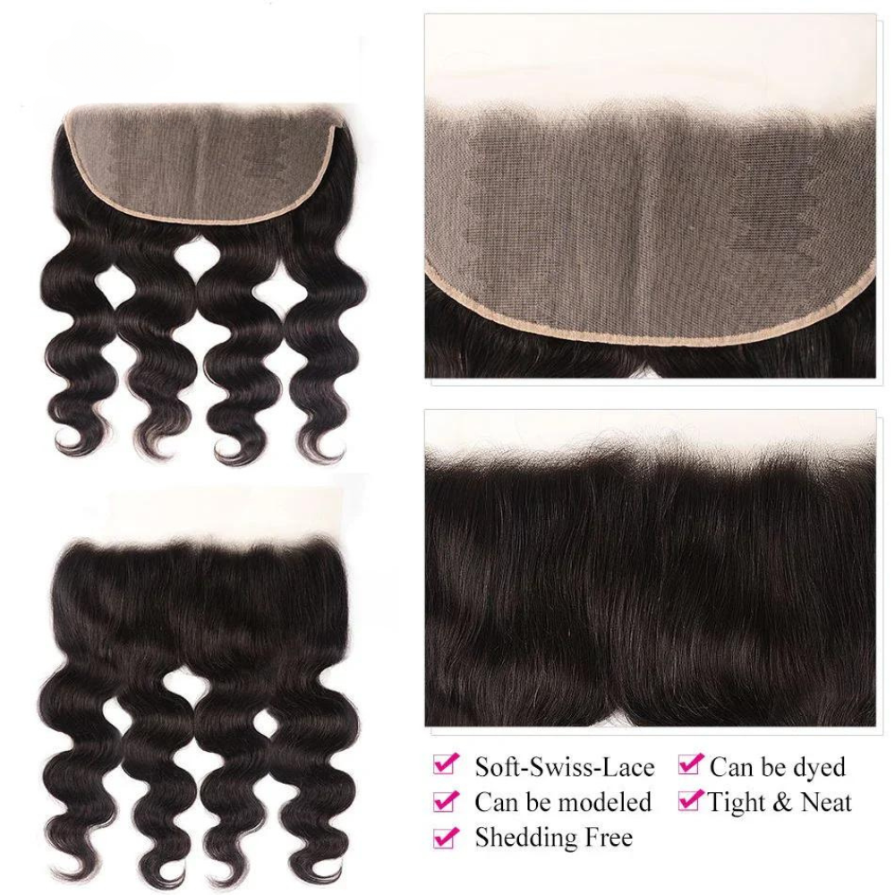 Brazilian Body Wave 3 Bundles Lace Frontal Closure